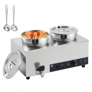 7.4QT Commercial Electric Soup Warmer - Stainless Steel, 1200W Power, Adjustable Temperature (86-185°F), Anti-Dry Burn Safety for Restaurants & Buffets