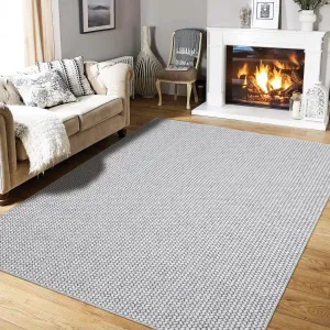 Solid Rug 5x7 Washable Rug Braided Print Rug Non Slip Solid Rug Netural Carpet Foldable Non Shedding Rustic Accent Rug Ultra Soft Thin Modern Farmhouse Rug for Living Room Bedroom, Grey