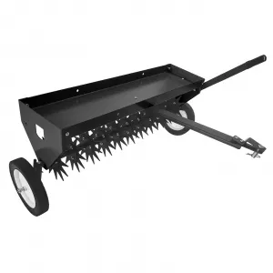 40" Tow-Behind Spike Lawn Aerator for Tractor, Universal Hitch, Reinforced Steel Tray, Transport Wheels, Rust-Resistant