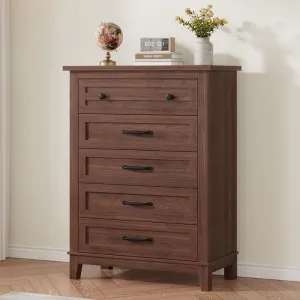 5 Dresser for Bedroom, 41.3" Tall Dresser, Vertical Drawer Dresser with Storage Freestanding, Wooden Closet Dresser Storage Dresser Chest for Living Room, Bedroom, Entryway, Brown