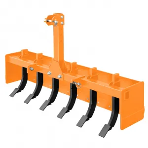 3-Point Cultivator with Spring Steel Tines & 55" Box Scraper, Adjustable Cutting Edge, Rust-Proof Steel, Fits CAT-0 & CAT-1 Tractors, Land Leveling