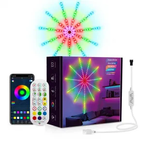 12in/20in LED Strip Lights with Remote Control App Control ICRGB Colorful LED Firework Lights for Christmas Decorations 5V 10 x 0.5m + 1 x 1.5m