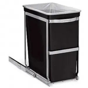 1×30 QT Garbage Waste Recyling Bin with Full Extension Slides, Space-Saving Design, Eco-Friendly Waste Management, Multi-Purpose Bins, Pullout Trash Can for Under Kitchen Cabinets, Black