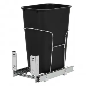 1×35 QT Garbage Waste Recyling Bin with Full Extension Slides, Space-Saving Design, Eco-Friendly Waste Management, Multi-Purpose Bins, Pullout Trash Can for Under Kitchen Cabinets, Black