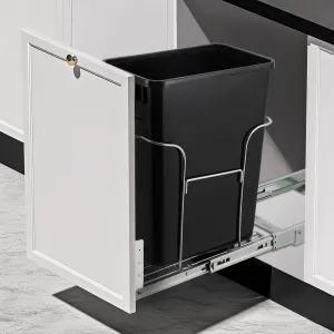 Pull Out Trash Can Under Cabinet, Stainless Steel Slide Out Garbage Can Shelf Under Sink, Adjustable Slide Out Shelf for Waste Can Under Kitchen Sink for 35L Trash Can, Trash Can Not Included