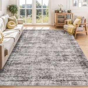 Persian Taupe 4x6 Neutral Area Rug Washable, Soft Vintage Distressed Bedroom Rug Foldable Thin Indoor Floor Carpet, Retro Non-Slip Farmhouse Throw Rugs for Living Room Dining Room