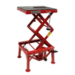 Hydraulic Motorcycle Lift Table, 300 LBS Capacity Motorcycle Scissor Jack Lift with Wide Deck, J-hooks, Hydraulic Foot-Operated Jack Stand for Motorcycles - Without Wheels