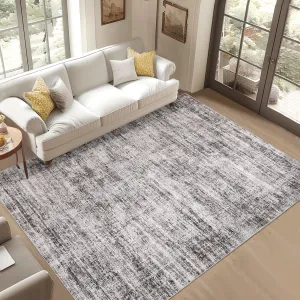Persian Taupe 10x13 Area Rugs for Living Room Washable, Soft Vintage Distressed Large Bedroom Rugs Retro Abstract Indoor Floor Carpet, Low Pile Non-Slip Farmhouse Neutral Rugs for Dining Room