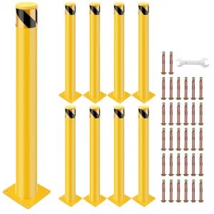 Safety Bollard Post, 36 x 4.5 inch Steel Traffic Parking Barrier Bollards, Yellow, 8 Pack
