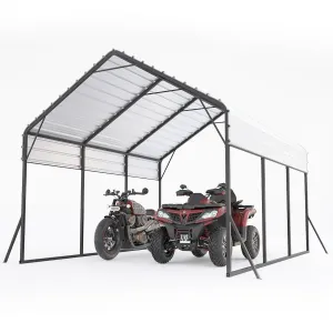 Metal Carport 13'x16'x11' Heavy Duty Steel 500 lbs Weight, 7,200 lbs Snow Load, Rust-Resistant Coating, Reinforced Frame, Permanent Vehicle Shelter