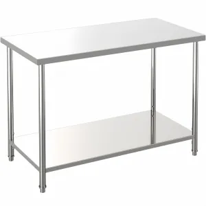 48"L x 24"W x 35"H Stainless Steel Work Table with 2-Tier Storage Adjustable Undershelf Galvanized Feet for Kitchen Restaurants Home