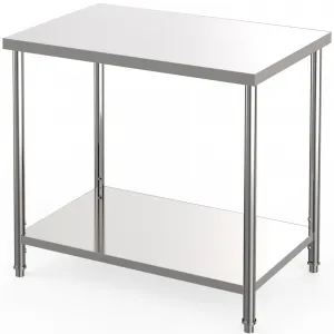 36"L x 24"W x 35"H Stainless Steel Table 2-Tier Prep Work Table Adjustable Undershelf Restaurant Kitchen Garage Home Silver
