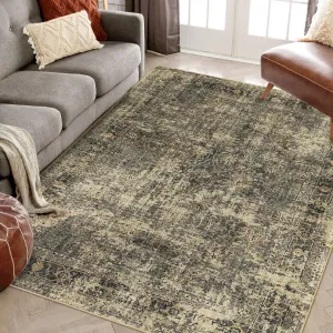 10x13 Rugs for Living Room Washable Area Rug Non Slip Faux Wool Area Rug Vintage Distressed Rug Low Pile Accent Rug Indoor Floor Carpet for Bedroom Office Home Decor