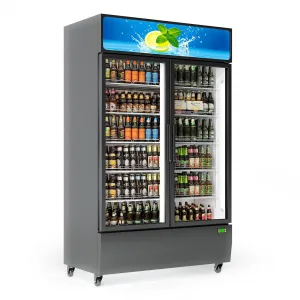 Commercial Display Refrigerator 24.7 Cu. Ft. Upright Beverage Merchandiser with LED Light & Customizable Shelves for Shops, Pubs, Home Use, 37.4x24x77.9 Inches, Black