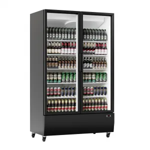 24.7 Cubic Feet Commercial Refrigerator With Glass Door And LED Light For Shop And Restaurant Black Spacious Durable