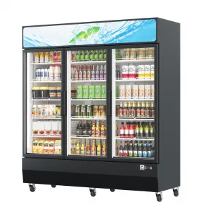 46 Cu.Ft. Commercial Refrigerator - 3 Glass Door Merchandiser Cooler for Restaurants, Grocery Stores, Home - Black