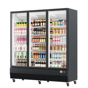 46 Cu.Ft. Commercial Display Refrigerator 3 Glass Door Merchandiser Beverage Fridge for Restaurant Grocery Stores Bar Black White