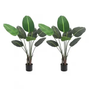 5 Feet Artificial Bird of Paradise Plant, Indoor Outdoor Faux Tree with 10 Trunks, Tropical Palm Trees Room Decor, Natural Floor Plant for Home Garden Living Room (2pcs)