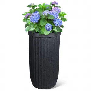 31" Tall Black Planter with Water Level Monitor, Self-Watering System & Wheels - Medium Flower Pot for Living Room, Office, Patio & Garden