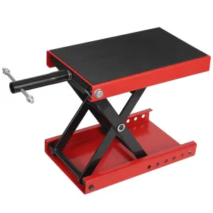 Motorcycle Lift, 1100 lb Stand Lift Jack Table with Rise from 4.7" to 15.4" Steel Wide Deck for Motorcycles, Dirt Bikes and Atvs Scissor Lift