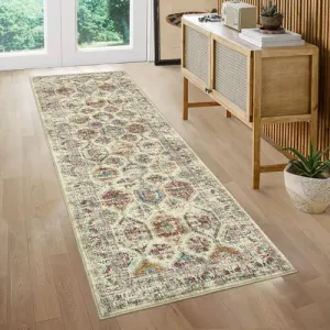 Persian Colorful 2x6 Washable Runner Rug – Vintage Oriental Low-Pile, Non-Slip, Stain-Resistant Carpet for Kitchen, Bathroom, Entryway, Living Room, or Bedroom