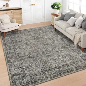 Vintage Complex pattern Rug – Soft Washable Non-Slip Carpet, Non-Shedding, Stain-Resistant Throw Rug for Living Room, Bedroom, Office