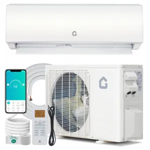 9000 BTU Mini Split Air Conditioner Heat Pump System, Wifi Enabled 20 SEER2 208V- 230V Ductless AC Cool Up to 450 Sq. Ft, Compatible with Alexa, Complete Installation Kit, White