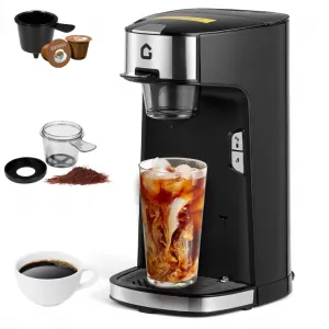 Single Serve Coffee Maker - Portable and Compact with 18.6 Oz Water Tank, Adjustable Tray, Perfect for Home, Office, RV, and Camping