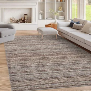 Washable Rugs 8x10 Area Rug Modern Ombre Rugs for Living Room Soft Ultra Thin Large Area Rugs Non-Slip Striped Rug for Bedroom Printed Braid Abstract Carpet for Office Home, Camel