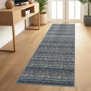 Modern Runners for Hallways 2x6 Washable Hall Carpet Runner Printed Braid Kitchen Rug Non-Slip Entryway Runner Rugs Striped Floor Runners for Indoor Hallway Bedroom Kitchen, Blue