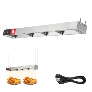 Commercial 36” Infrared Food Warmer – Stainless Steel Hanging Heat Lamp with Plug/Chains for Restaurants, Buffets, Catering