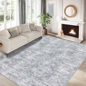 Living Room Rug 5x7 Rug Washable Rug for Bedroom Modern Rug Non Slip Farmhouse Neutral Rug Soft Throw Rugs Low Pile Stain Resistant Carpet for Office Nursery Dining Room 5'x7' Grey