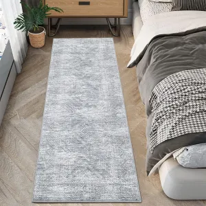 Light Grey 2x8 Runner Rug Modern Washable Distressed Accent Carpet for Living Room Kitchen Bedroom