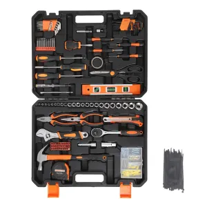 247PCS Household Tool Set with Storage Case, 247 Essential Tools, Soft-Grip Handles, Premium Steel, Dirt-Resistant Case, Portable, Home Repair