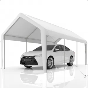 13'x20' 200G Carport Top Replacement Cover , Heavy-Duty Garage Top Tent Shelter Tarp Waterproof & UV Protected (Top Cover Only, Frame Not Included), White