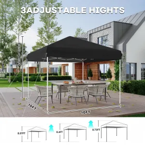 10x10FT Pop Up Canopy Tent – Portable Outdoor Storage Shelter, 3 Adjustable Heights, Simple Assembly– Perfect for Camping, Events, Parties – Black