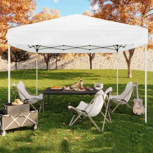 10x10 ft Pop Up Canopy Tent - Height Adjustable Outdoor Pavilion - Portable Folding Gazebo, Easy Setup - Perfect for Parties, Garden, Camping, Beach & Outdoor Events - White