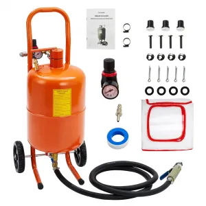 5 Gallon Sand Blasting Machine, 60-110 Psi Pressure Air Sand Blasting Kit w/4 Ceramic Nozzles & Oil-Water Separator, Portable Abrasive Blaster for Stain Removal Paint, Orange