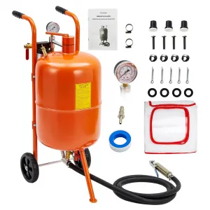 20 Gallon Sand Blasting Machine, 60-110 Psi Pressure Air Sand Blasting Kit w/4 Ceramic Nozzles & Oil-Water Separator, Portable Abrasive Blaster for Stain Removal Paint, Orange