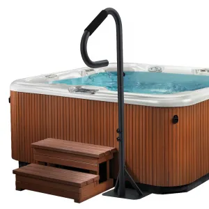 Hot Tub Handrail, 360° Rotatable Spa Side Hot Tub Hand Rail with 35"～57" Adjustable Height, Hot Tub Railing with Slide-Under Base and Non-slip Grip for Indoor & Outdoor, 600lbs Capacity