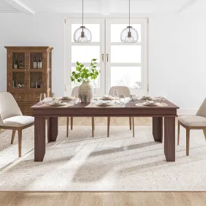 Farmhouse 71" Wood Rectangular Dining Table with L-Shaped Legs Suitable for 6-8 People for Dining Room, Brown