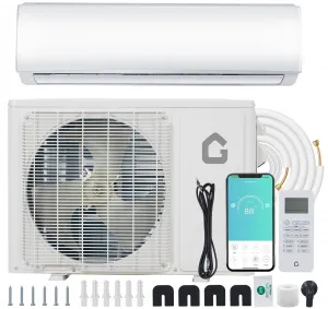 12,000 BTU Ductless Mini Split Heat Pump System, 23 SEER2 208V/230V Wifi Enabled Ductless AC Cool Up to 750 Sq. Ft, Inverter, Compatible with Alexa, Complete Installation Kit, R45 Series