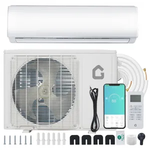 24,000 BTU Ductless Mini Split Heat Pump System, 23 SEER2 208V/230V Wifi Enabled Ductless AC Cool Up to 1500 Sq. Ft, Inverter, Compatible with Alexa, Complete Installation Kit, R45 Series
