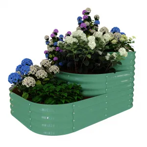 3-in-1 Modular Raised Garden Bed Kit - Galvanized Steel Tiered Planter Box for Vegetables, Outdoor Green Planting