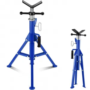 V Head Pipe Stand 1/8-12" Capacity Adjustable 28-52" Height Carbon Steel Portable Folding 2500lb Load for Welding & Construction