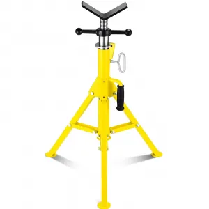 V Head Pipe Jack Stand 2500LB Load Capacity Foldable Carbon Steel Adjustable 28-52" Height Triangular Base for Metalwork