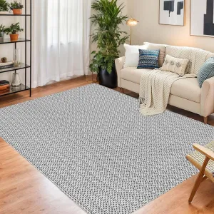 Machine Washable Living Room Rugs 9x12 Large Modern Printed Accent Carpet with Non-Slip Backing, Non-Shedding Contemporary Woven-Style Indoor Floor Carpet for Bedroom, Office, Grey