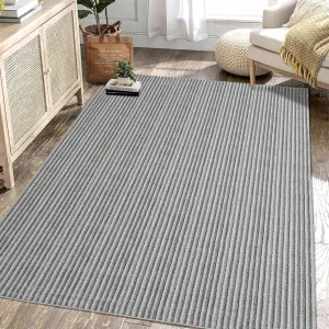 Modern Grey 5x7 Area Rugs, Boho Striped Print Living Room Rugs Soft Ultra Thin Non-Slip Washable Dining Room Rug Modern Bedroom Throw Rugs Indoor Floor Carpet