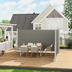 71''x236'' Retractable Privacy Screen Double Side Awning for Patio, Outdoor Retractable Folding Privacy Screen Divider for Garden, Backyard