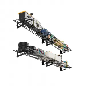 Garage Wall Mounted Shelves 1x6 FT Heavy-Duty 600 lbs Load Capacity Metal Steel Sandblasted Surface Modular Assembly Shop Shed Storage